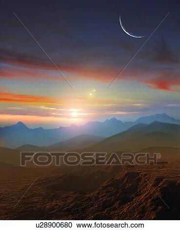 Stock Image - Earth-like Exoplanet in HD 188753. Fotosearch