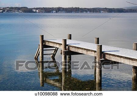 Empty pier, Lake Starnberg, Bavaria, Germany View Large Photo Image Stock Photo - Empty pier, Lake Starnberg, Bavaria, Germany. Fotosearch