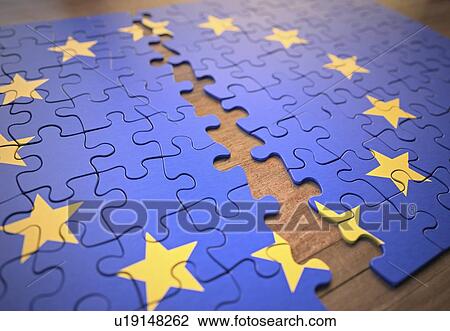Stock Image - European Union jigsaw puzzle, illustration. Fotosearch