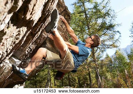 Stock Image - Free climber, Chamonix, Rhone-Alps, France. Fotosearch