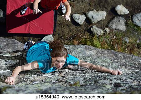Stock Image - Free climber, Chamonix, Rhone-Alps, France. Fotosearch