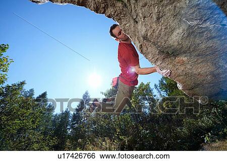 Stock Photograph - Free climber, Chamonix, Rhone-Alps, France. Fotosearch