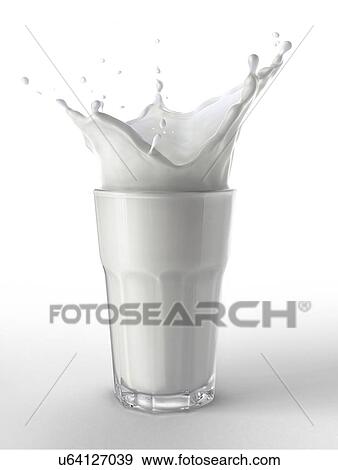 Glass full of fresh milk with splash. Isolated on white background. Viewed from a side. View Large Photo Image Stock Photo - Glass full of fresh milk with splash. Isolated on white background. Viewed from a side.. Fotosearch