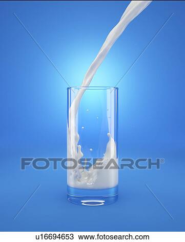 Glass of fresh milk with pouring and splash. Isolated on blue background. View Large Photo Image Stock Image - Glass of fresh milk with pouring and splash. Isolated on blue background.. Fotosearch