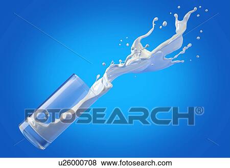 Glass of milk spilling in the air with big splash. side view. Isolated on blue background View Large Photo Image Stock Photo - Glass of milk spilling in the air with big splash. side view. Isolated on blue background. Fotosearch
