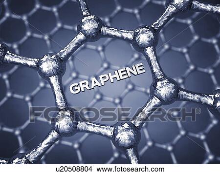Picture - Graphene is composed of carbon atoms distributed in hexagonal pattern, illustration.. Fotosearch