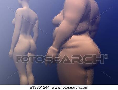 Healthy woman and obese woman, conceptual illustration. View Large Photo Image Picture - Healthy woman and obese woman, conceptual illustration.. Fotosearch