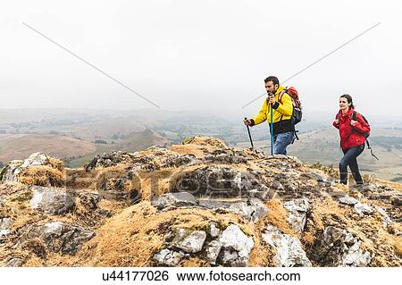 Hikers using walking poles, Chrome Hill, Peak District, Derbyshire View Large Photo Image Stock Photograph - Hikers using walking poles, Chrome Hill, Peak District, Derbyshire. Fotosearch