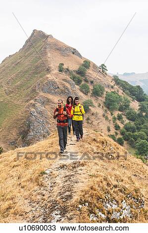 Hikers walking on ridge, Chrome Hill, Peak District, Derbyshire View Large Photo Image Stock Image - Hikers walking on ridge, Chrome Hill, Peak District, Derbyshire. Fotosearch