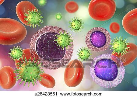 Stock Image - HIV infection, illustration. Fotosearch