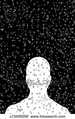 Human head with letters of the alphabet, illustration. View Large Photo Image Stock Photo - Human head with letters of the alphabet, illustration.. Fotosearch