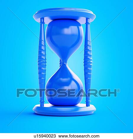 Stock Image - Illustration of a blue hourglass. Fotosearch