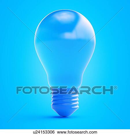 Stock Photograph - Illustration of a blue light bulb. Fotosearch