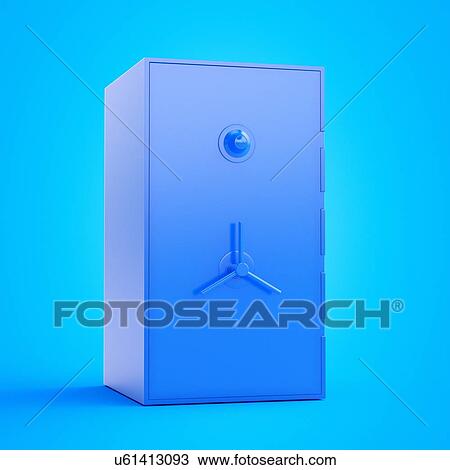 Stock Image - Illustration of a blue safe. Fotosearch