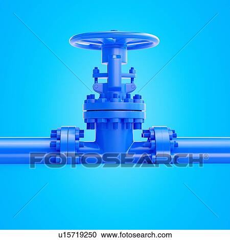 Stock Image - Illustration of a blue valve. Fotosearch