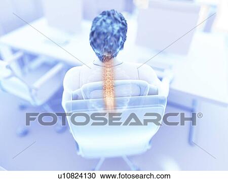 Illustration of an office worker with a painful back View Large Photo Image Stock Image - Illustration of an office worker with a painful back. Fotosearch