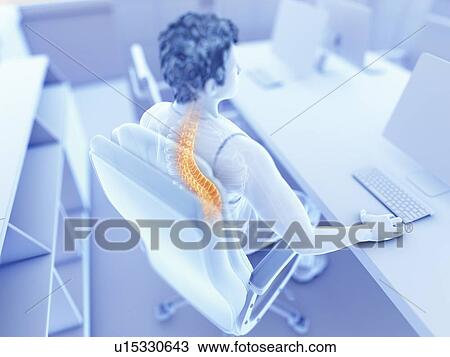 Illustration of an office worker with a painful back View Large Photo Image Stock Image - Illustration of an office worker with a painful back. Fotosearch