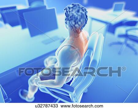 Stock Image - Illustration of an office worker's painful muscles. Fotosearch