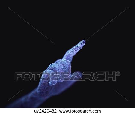 Stock Image - Illustration of an organic artificial hand making a gesture of contact with life.. Fotosearch