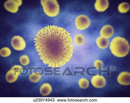 Stock Image - Influenza viruses, illustration. Fotosearch