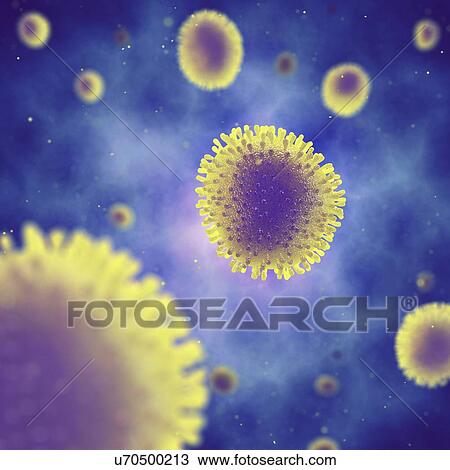 Stock Image - Influenza viruses, illustration. Fotosearch