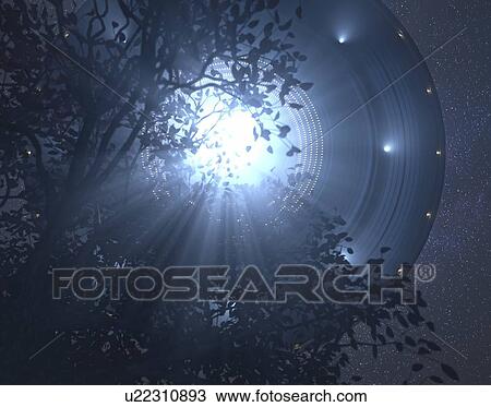 Low angle view UFO in the night sky, illustration. View Large Photo Image Stock Image - Low angle view UFO in the night sky, illustration.. Fotosearch