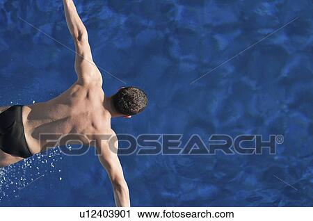Stock Image - Male diver from above. Fotosearch