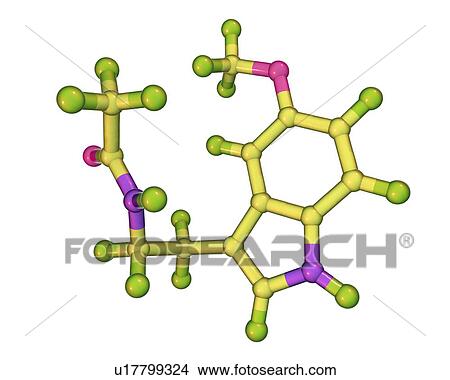 Picture - Melatonin hormone, molecular model. Fotosearch