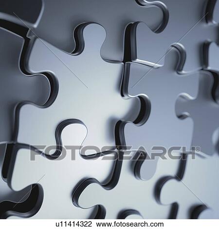 Stock Image - Metal jigsaw puzzle, illustration. Fotosearch