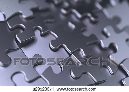 Stock Image - Metal jigsaw puzzle, illustration. Fotosearch