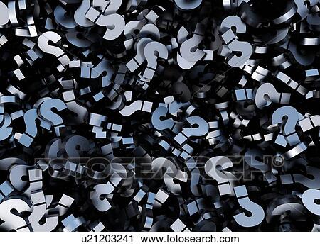 Stock Image - Metallic question marks, illustration. Fotosearch