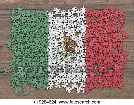 Picture - Mexican flag jigsaw puzzle, illustration. Fotosearch