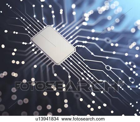 Microchip printed circuit board, illustration. View Large Photo Image Picture - Microchip printed circuit board, illustration.. Fotosearch