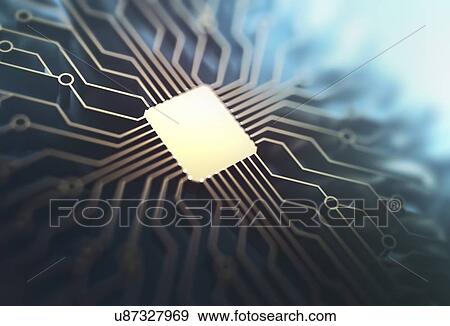 Microchip printed circuit board, illustration. View Large Photo Image Stock Photo - Microchip printed circuit board, illustration.. Fotosearch