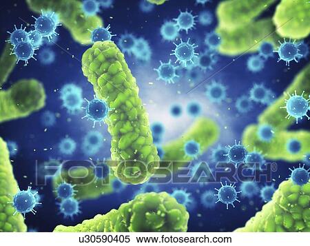 Stock Photography - Microscopic germs that cause infectious diseases, illustration.. Fotosearch