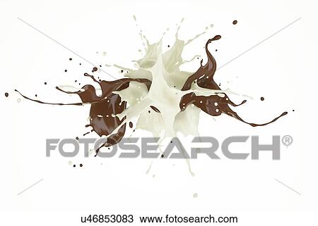 Milk and chocolate, or paint splashing against each other in the air. On white background. View Large Photo Image Stock Image - Milk and chocolate, or paint splashing against each other in the air. On white background.. Fotosearch
