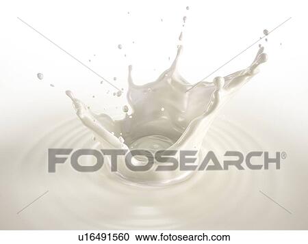 Milk crown splash, splashing in milk pool with ripples. Bird eye view. On white background. View Large Photo Image Stock Image - Milk crown splash, splashing in milk pool with ripples. Bird eye view. On white background.. Fotosearch