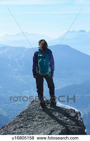 Mountain climber at summit, Chamonix, Rhone-Alps, France View Large Photo Image Stock Photo - Mountain climber at summit, Chamonix, Rhone-Alps, France. Fotosearch