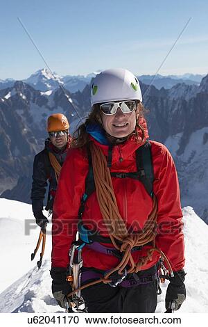 Stock Image - Mountain climbers, Chamonix, Rhone-Alps, France. Fotosearch