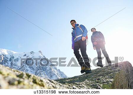 Stock Photo - Mountain climbers, Chamonix, Rhone-Alps, France. Fotosearch