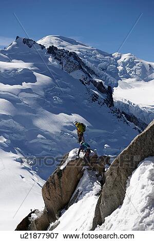 Stock Photo - Mountain climbers, Chamonix, Rhone-Alps, France. Fotosearch