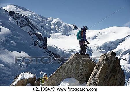 Stock Photo - Mountain climbers, Chamonix, Rhone-Alps, France. Fotosearch