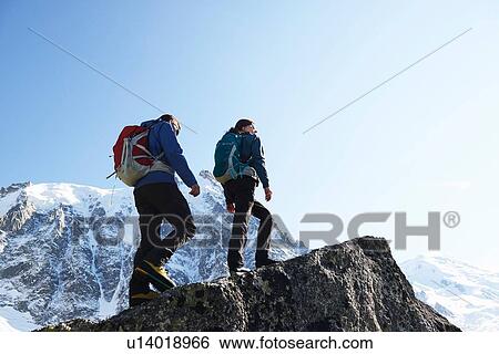 Stock Photograph - Mountain climbers, Chamonix, Rhone-Alps, France. Fotosearch