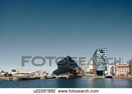 Stock Image - Museum of Liverpool, Three Graces, Royal Albert Dock, Mann Island, Liverpool, UK. Fotosearch