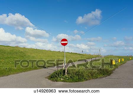 No entry sign on dyke cycle path, Netherlands View Large Photo Image Stock Image - No entry sign on dyke cycle path, Netherlands. Fotosearch