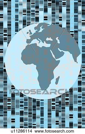 Picture - Origins of life showing globe and dna, conceptual image.. Fotosearch