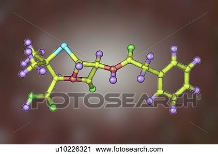 Stock Image - Penicillin antibiotic, molecular model. Fotosearch