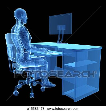 Stock Photo - Person sitting with correct posture. Fotosearch