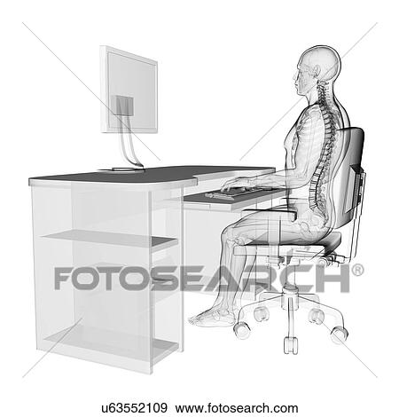 Stock Photo - Person sitting with correct posture. Fotosearch