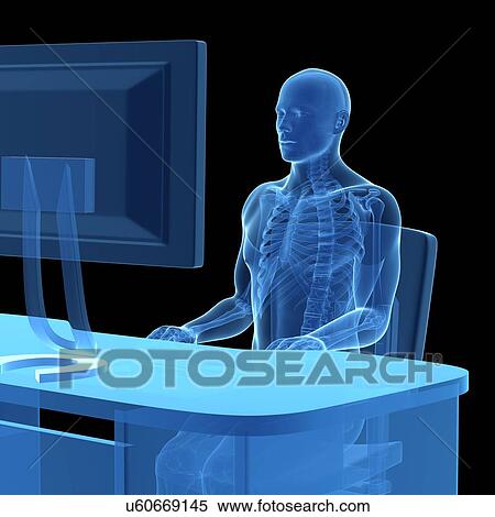 Stock Photography - Person sitting with correct posture. Fotosearch